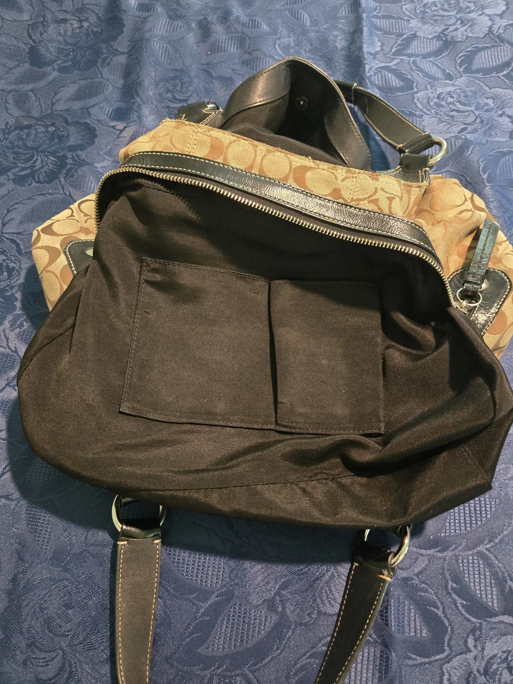 Coach Signature Canvas Shoulder Bag in Khaki/Brown